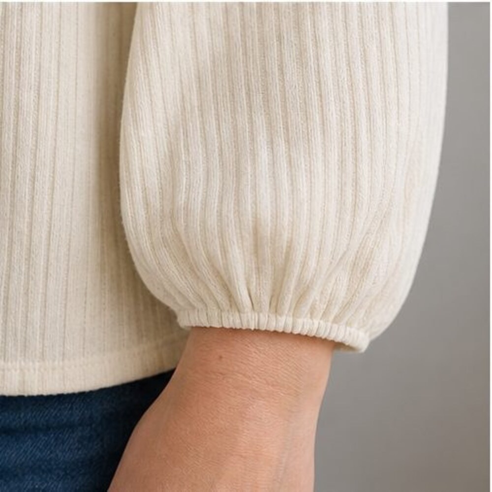 Cream V Neck Top - Picture 5 of 6